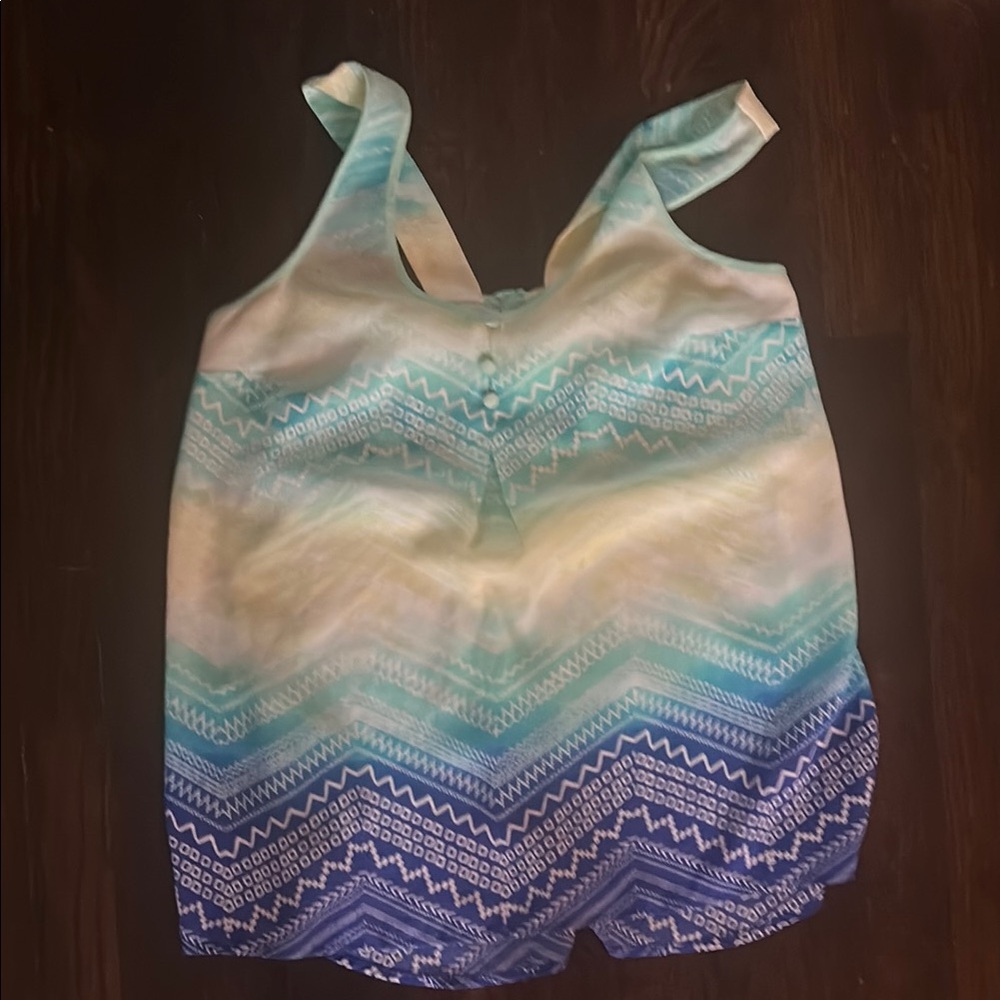 Blue and White Women's Tank Top